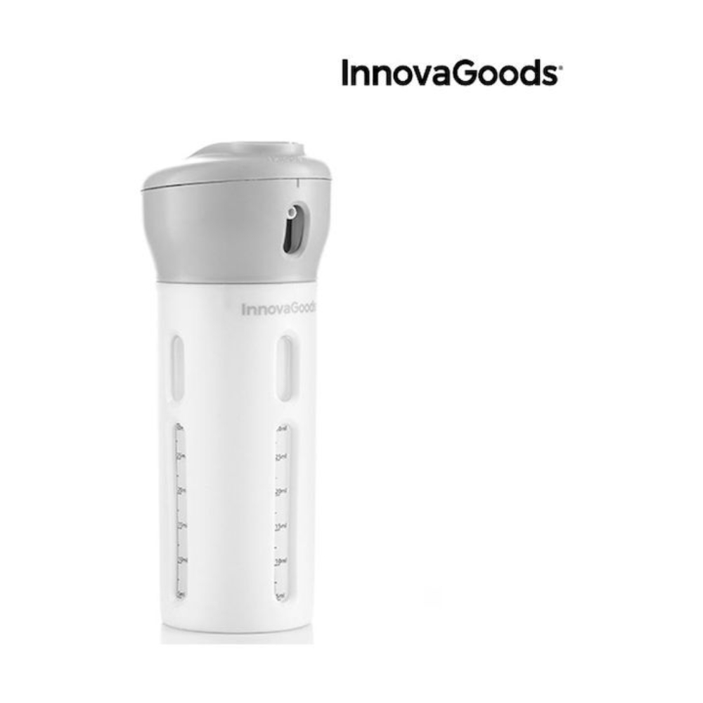 InnovaGoods 4-In-1 Travel Liquid Dispenser Fordrops, V0103220, Each compartment typically holds around 30-50 ml,  Approximately 120-200 ml total (depending on the design)