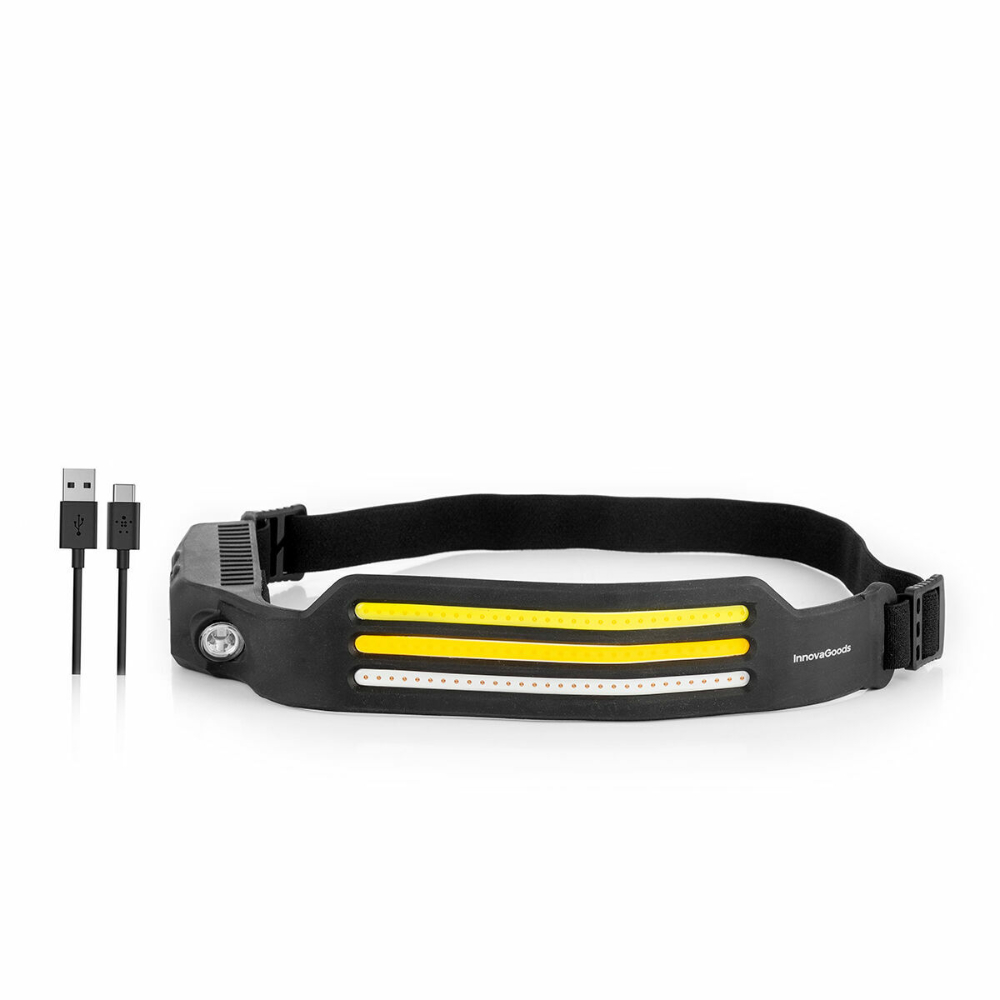 InnovaGoods Rechargeable And Adjustable Led Headlamp Recobright, V0103771, Durable plastic and silicone, Typically around 200-500 lumens (exact brightness may vary)