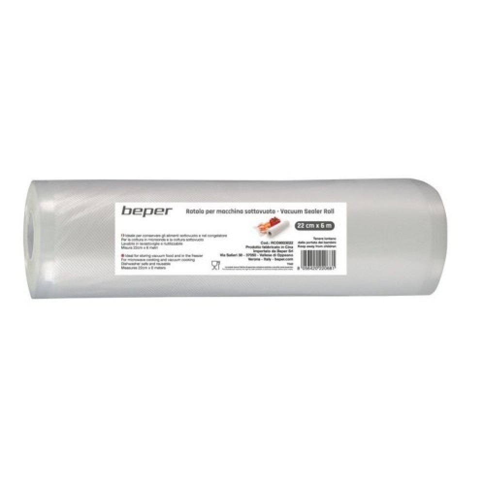 Beper Vacuum Sealer Bag Roll, RCO9003022, an essential kitchen tool designed to enhance food preservation and storage