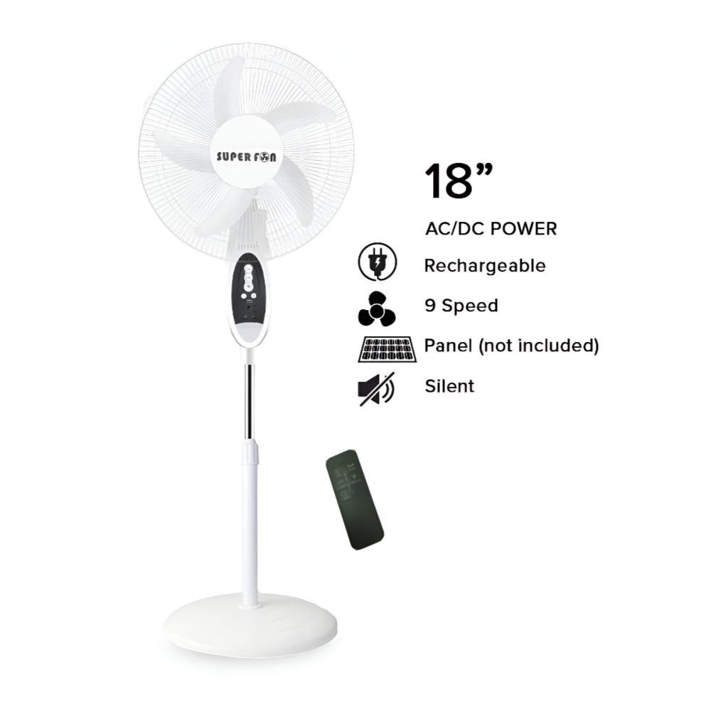 SUPER FAN METAL GRILL RECHARGEABLE STANDING FAN 18