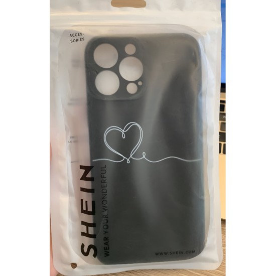 iPhone Case - Black with White Heart 
