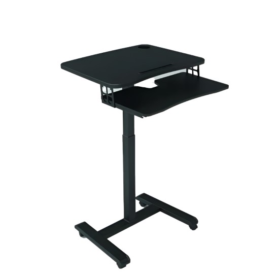 Conqueror Moveable Stand Desk Mount with Speech Table and Keyboard Tray Black 