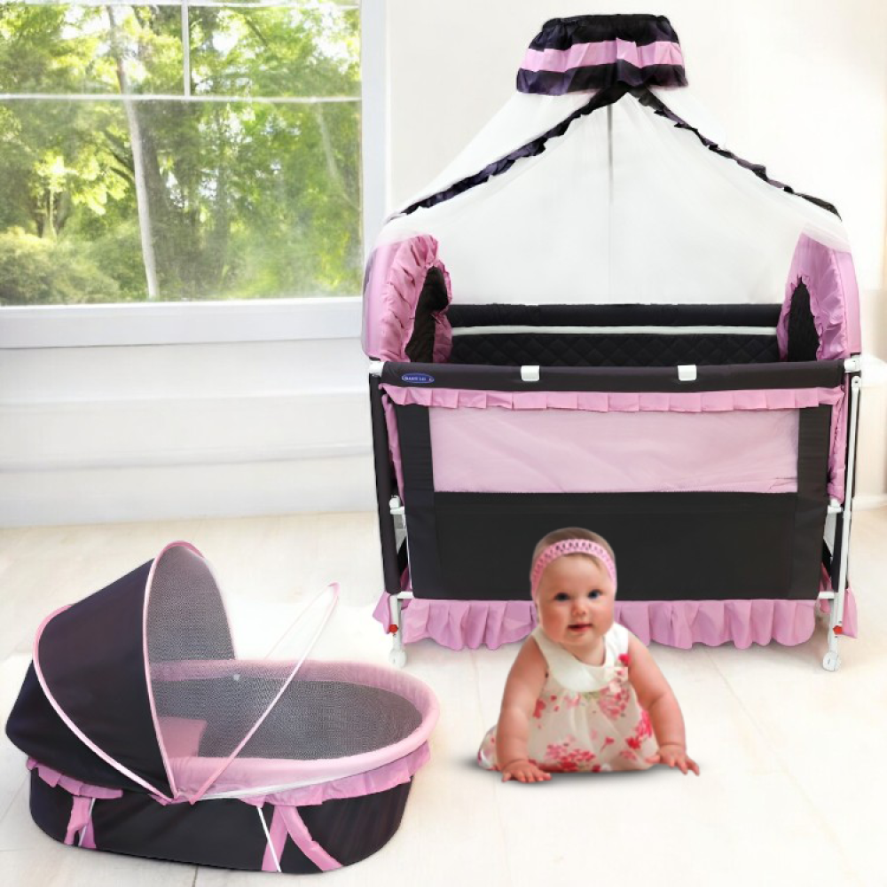 Baby Love - Baby Bed with Baby Cradle with Mosquito Net - Pink