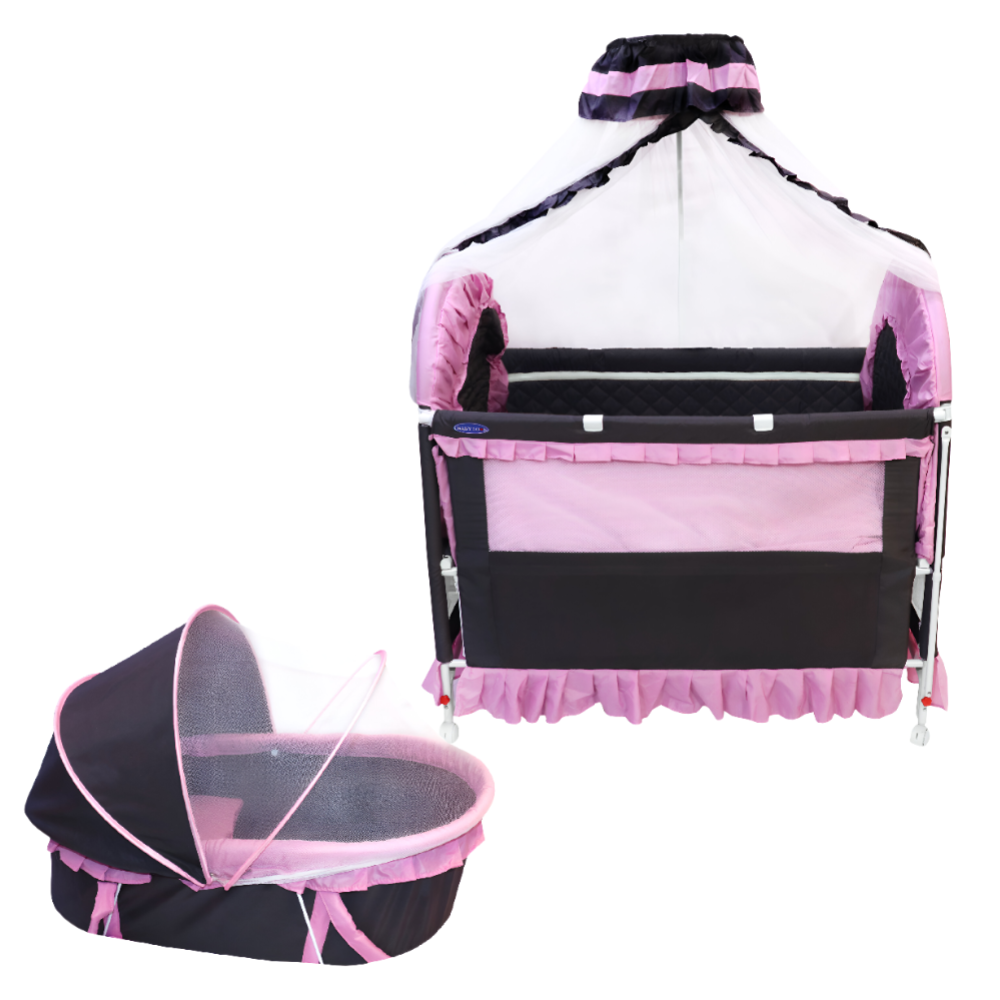 Baby Love - Baby Bed with Baby Cradle with Mosquito Net - Pink