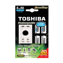 Toshiba 2000mAh Rechargeable Battery + AA 4 Pieces BP-4C