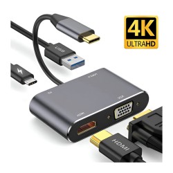 Hay-tech USB-C To HDMI/VGA Adapter 4 in 1
