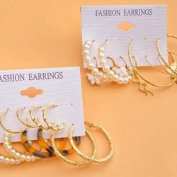10 pairs Faux pearl & Butterfly decor Earings