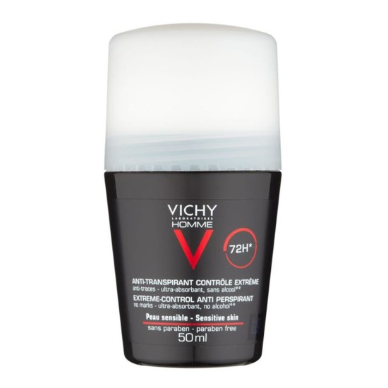 Vichy  Homme Deodorant 72Hr Extreme Control Anti Perspirant Roll-On 50ml