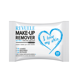 Revuele Wet Wipes Make-Up Remover I Love My Skin for Eyes and Face with Thermal Water and Sea Minerals 20pcs