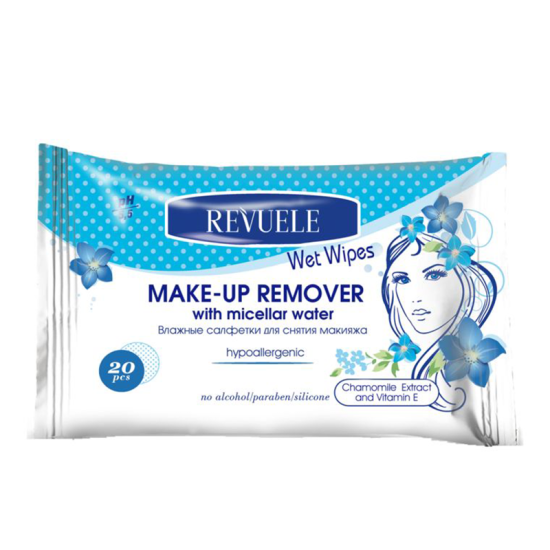 Revuele Wet Wipes Makeup Remover Hypoallergenic With Micellarr Water