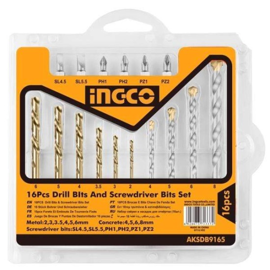INGCO Concrete feather set, iron and screwdriver heads Pcs 19