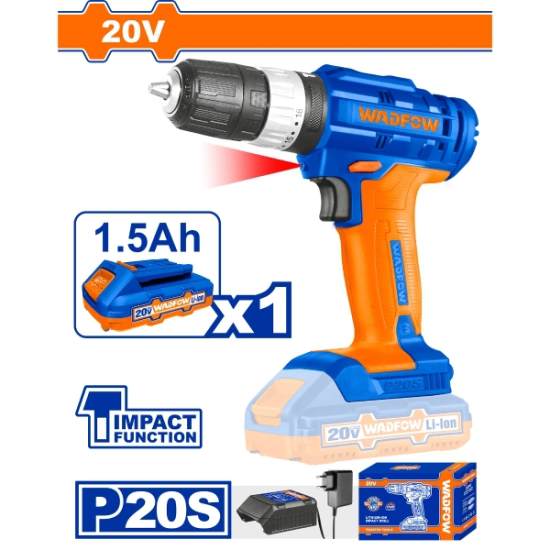Wadfow Li-ion Impact Drill Two Speeds 20V
