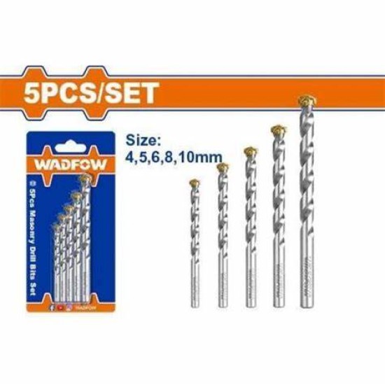 WADFOW 5PCS/SET MASONRY DRILL BITS FOR CONCRETE 4MM TO 10MM CARBIDE TIP