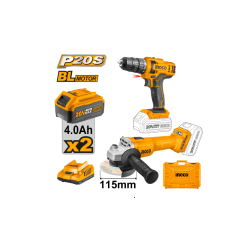 Ingco Lithium-ion Cordless Drill And Angle Grinder Kit 