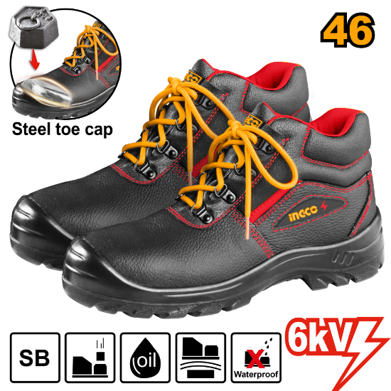 Ingco 46 Max volt.6 Kv work shoes with toe protection black insulated