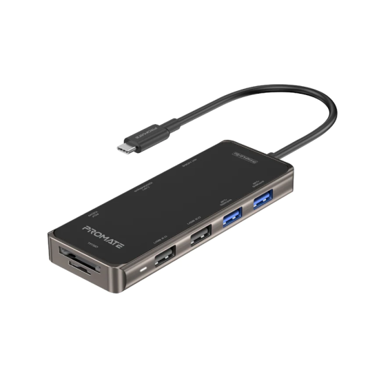 Promate Compact Multiport USB-C Hub with 100W Power Delivery