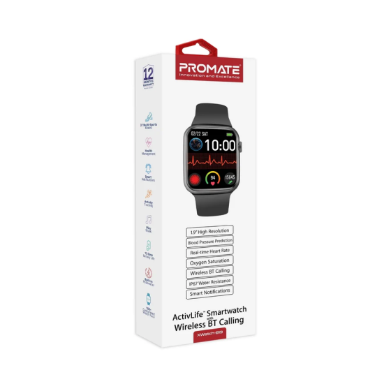 Promate ActivLife™ Smartwatch with Hands-Free Function