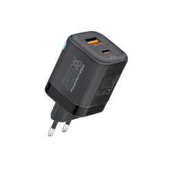 Promate Ultra-Fast Dual Port AC Charger with 25W Power Delivery and QC 3.0