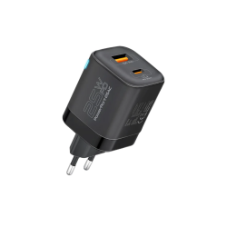 Promate Ultra-Fast Dual Port AC Charger with 25W Power Delivery and QC 3.0