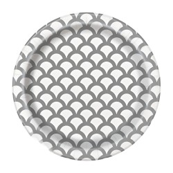 Unique - Silver Scallop Coquille Argent Paper Plates - 8ct