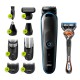 All-in-one trimmer and shaver 5 for Face, Hair, and Body, Black/Blue 9-in-1 styling kit with Gillette Fusion5 ProGlide razor, MGK5280