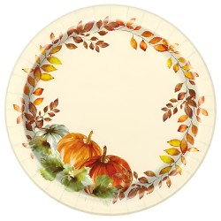 Unique Watercolor Fall Pumpkins Paper Plates 8ct