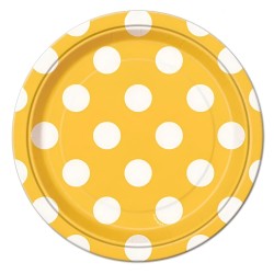 Unique Sunflower Yellow Dots Paper Plates 8ct