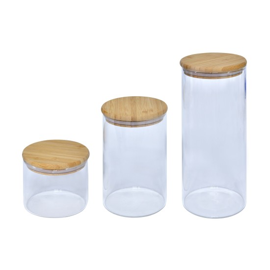 Testa Food Canister With Bamboo Lid Set of 3