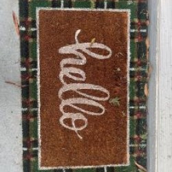 Printed Hello Christmas Plaid Coir Mat 18X28 inch , DOORMAT 40X70 CM