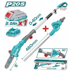 Total Lithium-ion pole saw with pole hedge trimmer 20V