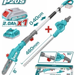 Total Lithium-ion pole saw with pole hedge trimmer 20V