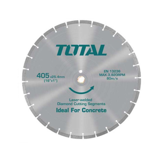 Total Diamond disc for concrete cutting laser welded rim