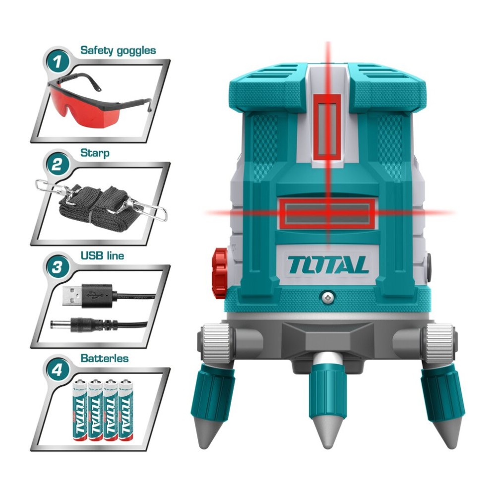 Total Laser self-leveling line 0-20 meters red laser beams