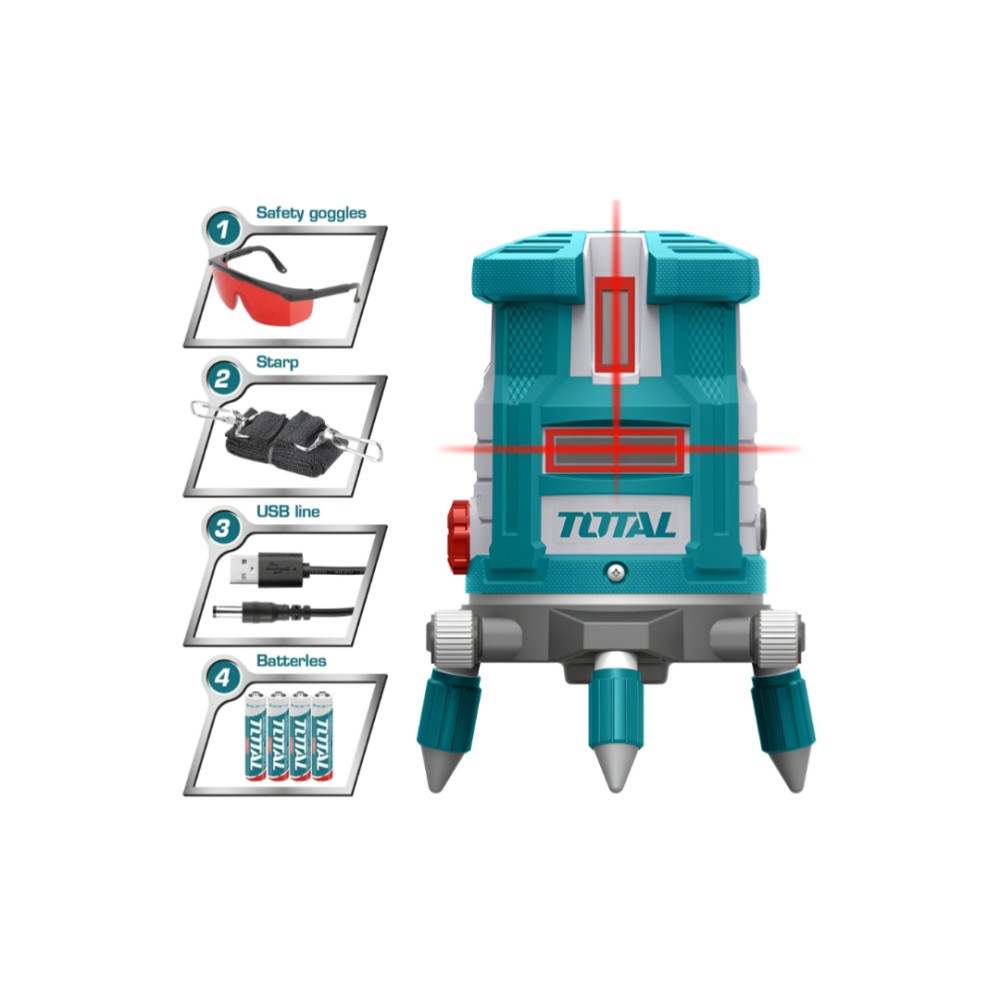 Total Laser self-leveling line 0-20 meters red laser beams