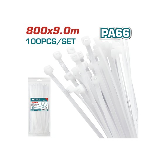 Total Cable Ties White 800 X 9mm 100pcs