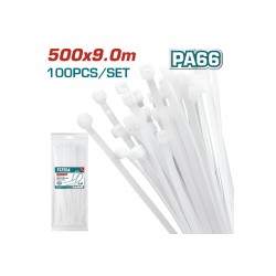 Total Cable Ties White 500 X 9mm 100pcs