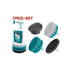 Total 7pcs cleaning brushes set on a drill