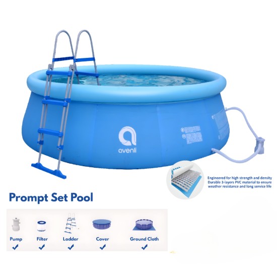 Jilong - Inflatable Top Ring Promp Set Pool With Filter, Ladder, Cover, & Ground Cloth