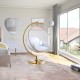 Gold Luna Arcylic Swing Bubble Accent Chair With White Cushions