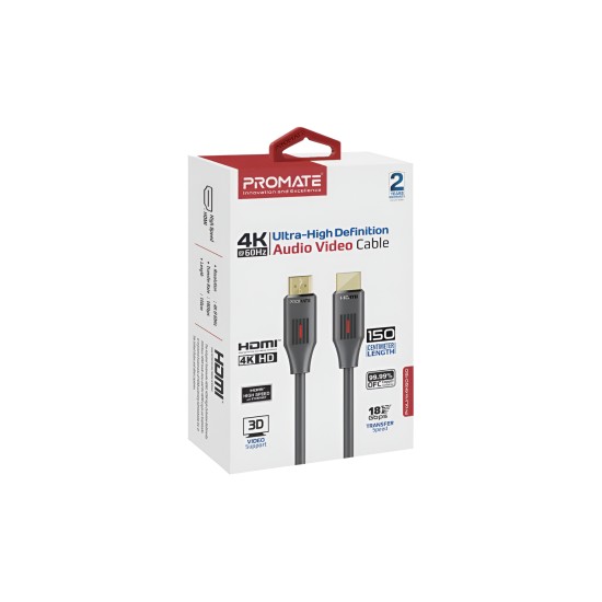 Promate Ultra-High Definition 4K@60Hz HDMI® Audio Video Cable 300cm