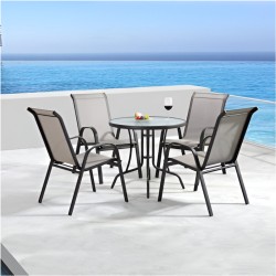 Wicker 5 Pieces Garden Set - Dining Table with Chairs