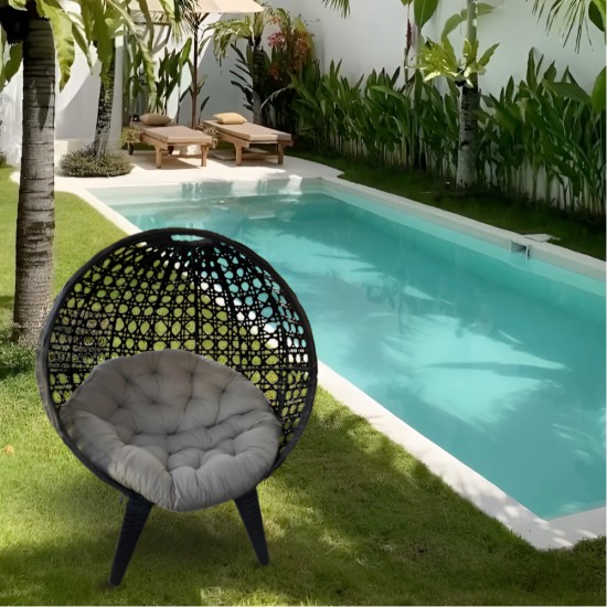 Wicker Bubble Chair With Cushion