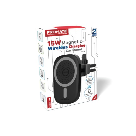 Promate 15W Magnetic Wireless Charging Car Mount