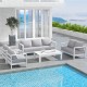 7 Seater White Aluminium Sofa Lounge Set – Grey Cushion