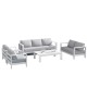 7 Seater White Aluminium Sofa Lounge Set – Grey Cushion