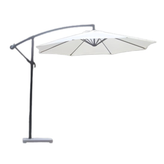  Off-White Garden Parasol Set Cantilever Umbrella with Stone 2.5mx2.5m