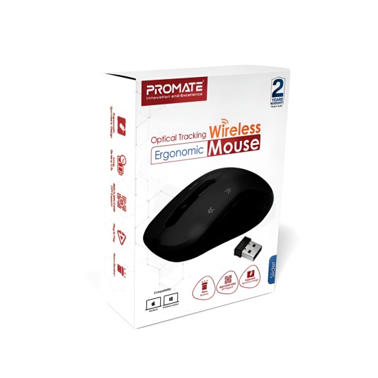 Promate Optical Tracking Wireless Ergonomic Mouse
