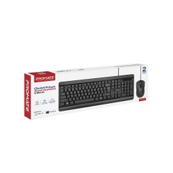 Promate Quiet Keys Wired Keyboard and 1200 DPI Mouse
