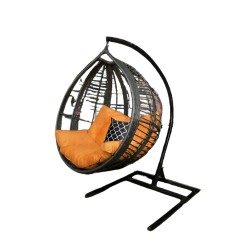 Hanging Egg Chair With Stand - Black