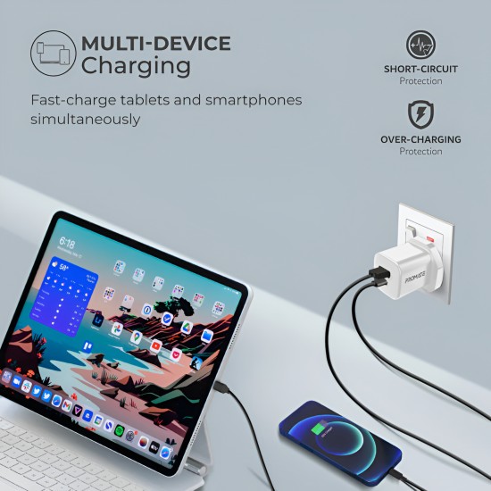 Promate 33W Power Delivery GaNFast™ Charging Adapter